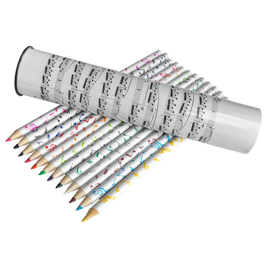 12 Colour Pencils in Music Design Tin